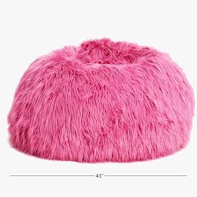 Himalayan Faux-Fur Deep Pink Bean Bag Chair Slipcover