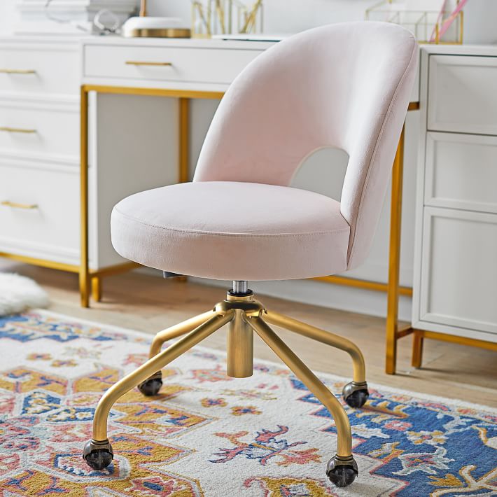 Performance Everyday Velvet Rose Andie Swivel Desk Chair