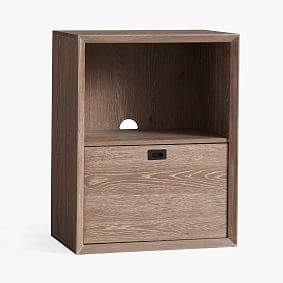 Callum Shelf with 1-Drawer Storage Cabinet, Smoked Gray