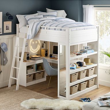 Sleep & Study® Loft Bed with Mirror | Pottery Barn Teen