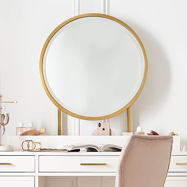 White desk with vanity mirror discount
