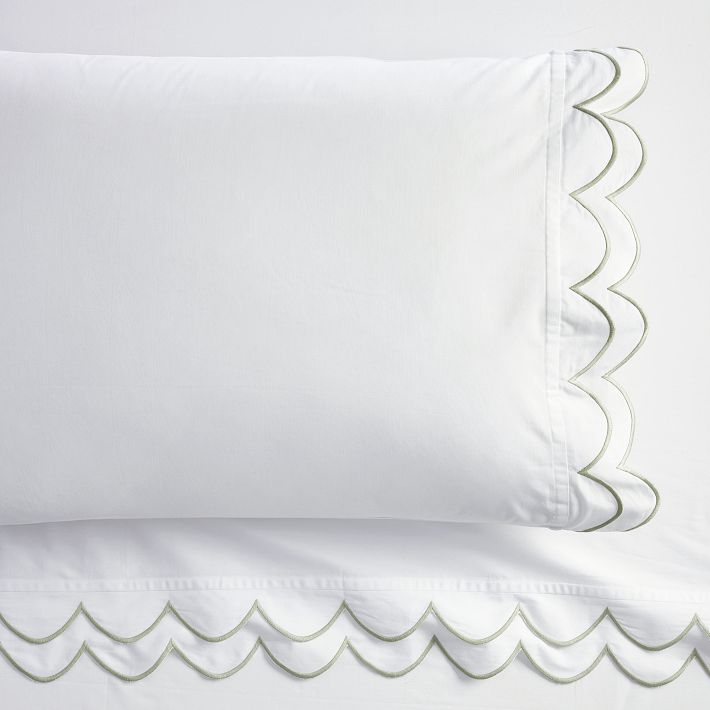 Pottery barn orders teen LoveShackFancy Embroidered Scallop Sheet Set queen