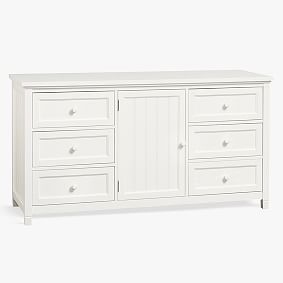 Beadboard 6-Drawer Wide Dresser, Simply White