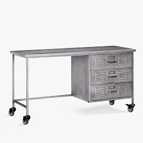 Locker Storage Desk, Gray Metal