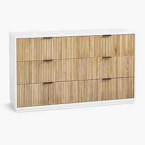 west elm x pbt Quinn 6-Drawer Wide Dresser, White & Cerused White