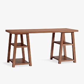 Customize-It Simple Trestle Desk, Walnut