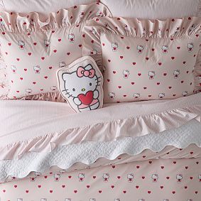Hello Kitty&#174; Heart Ruffle Organic Duvet Cover