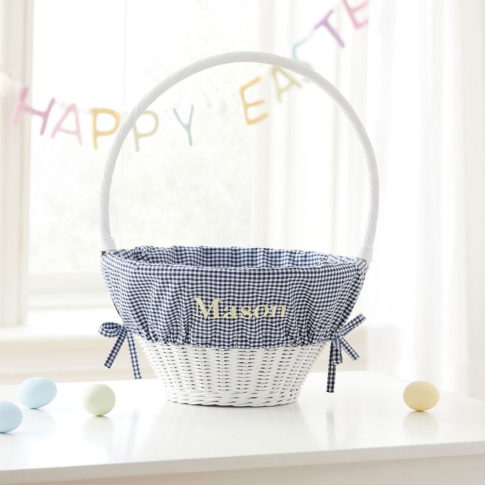Navy Gingham Easter Basket Liner