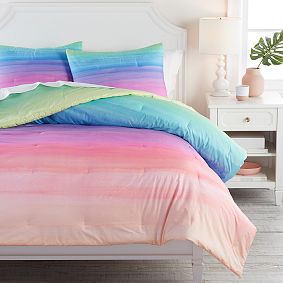 Watercolor Rainbow Ombre Comforter
