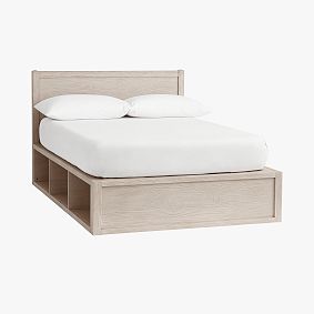 Costa Open Storage Platform Bed and Headboard Set, Full, Weathered White