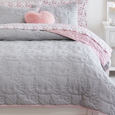 Hello newest Kitty Full/Queen size blanket pink and grey