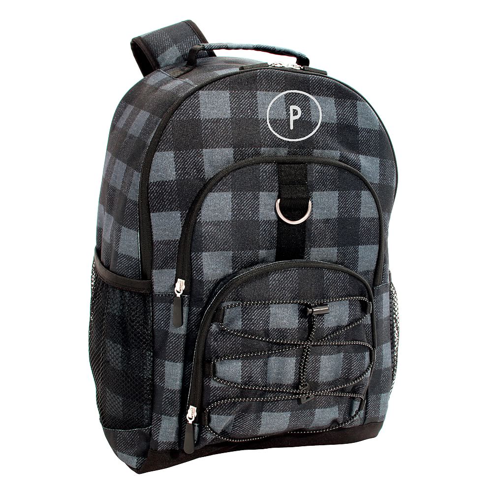 Gear-Up Charcoal Buffalo Plaid Recycled Backpack