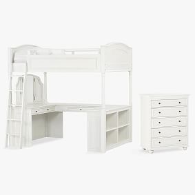 Chelsea Vanity Loft Bed &amp; 5-Drawer Tall Dresser Set