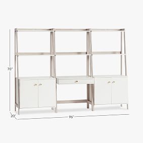 Highland Wall Desk &amp; Wide Bookshelf Set
