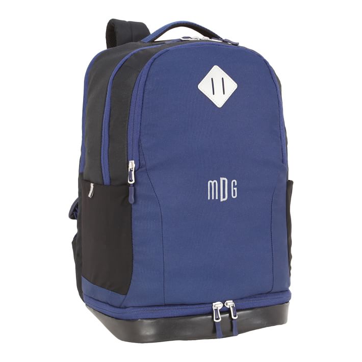 Black/Navy Solid Athletic Recycled Backpack