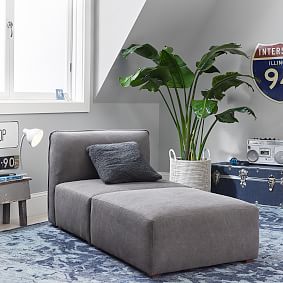 Bryce Chaise Lounge, Enzyme Washed Canvas Light Gray