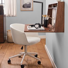 Classic Plain Weave Scoop Swivel Desk Chair - Pearl