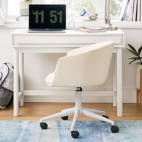 Classic Plain Weave Scoop Swivel Desk Chair - Pearl