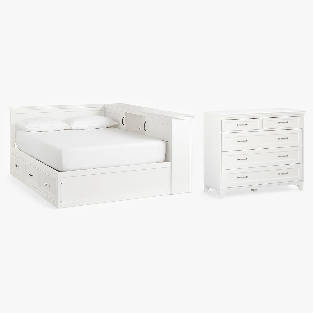 Hampton Corner Storage Bed &amp; 5 Drawer Wide Dresser Set