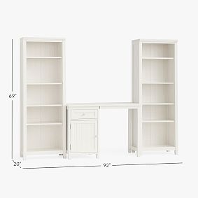 Beadboard Space-Saving Desk &amp; Tower Set (83&quot;&ndash;92&quot;)