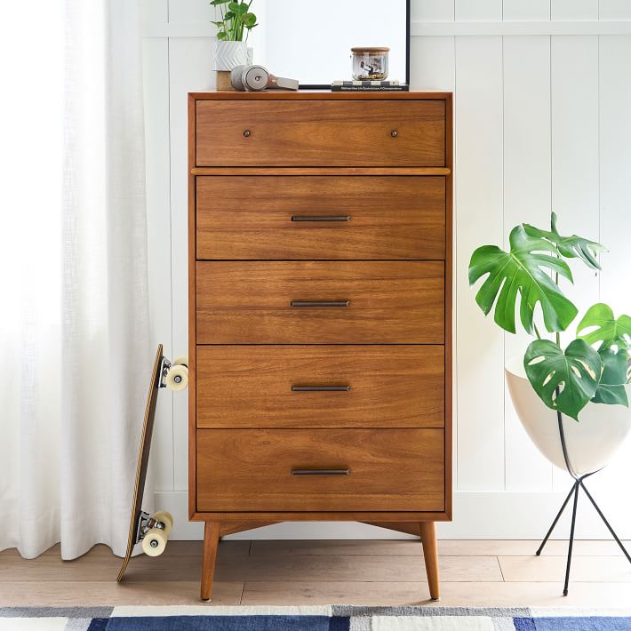 west elm x pbt Mid Century Tall Chest of Drawers 27w x 18d Pottery Barn Teen