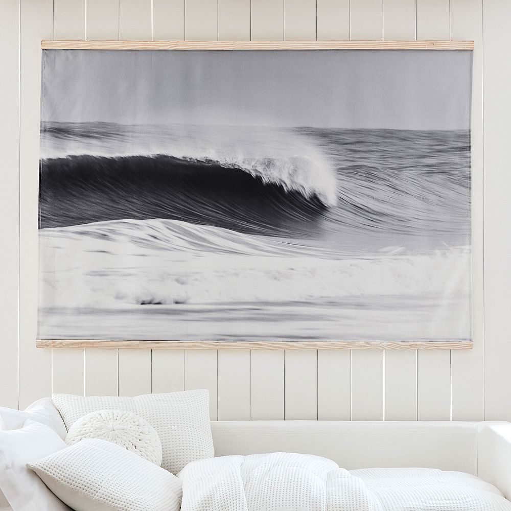 Open Box: Black-and-White Wave Surf Mural