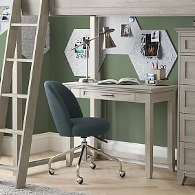 Simple Basketweave Andie Swivel Desk Chair - Indigo