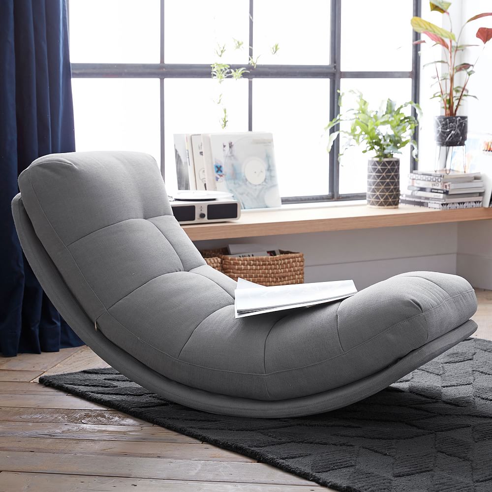 Chenille Plain Weave Washed Light Gray Retro Rocker