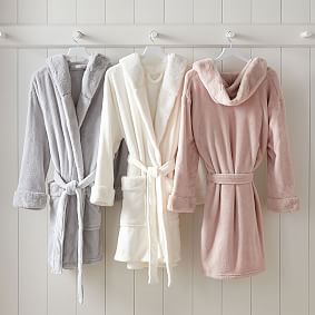 Faux-Bunny Fur Trim Robe