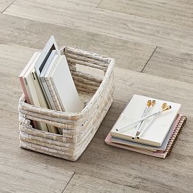Naturalist Woven Storage Bins, Whitewash
