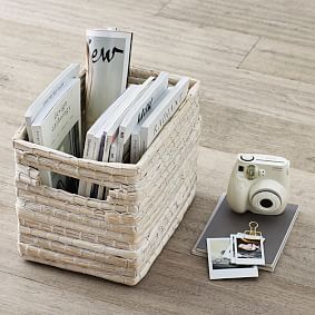 Naturalist Woven Storage Bins, Whitewash