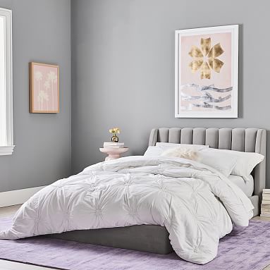 Avalon Platform Upholstered Bed King Performance Everyday Velvet Ivory