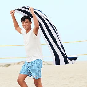 Awning Stripe Beach Towel - Hot Pink