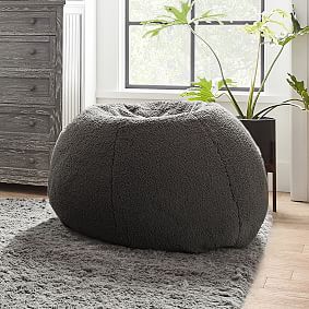 Sherpa Charcoal Bean Bag Chair Slipcover Only