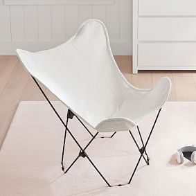 Chunky Boucle Ivory Butterfly Chair