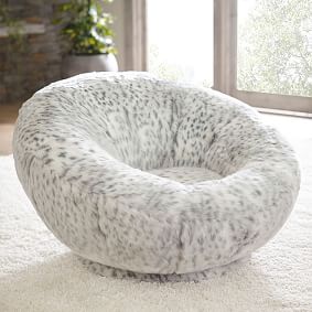 Gray Leopard Faux Fur Groovy Swivel Chair