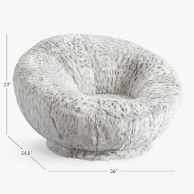 Gray Leopard Faux Fur Groovy Swivel Chair