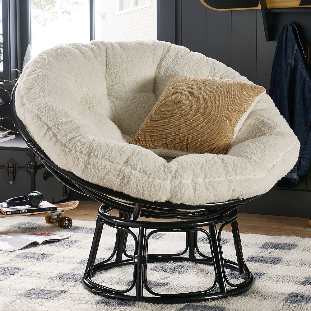 Jumbo Sherpa Ivory Papasan Chair