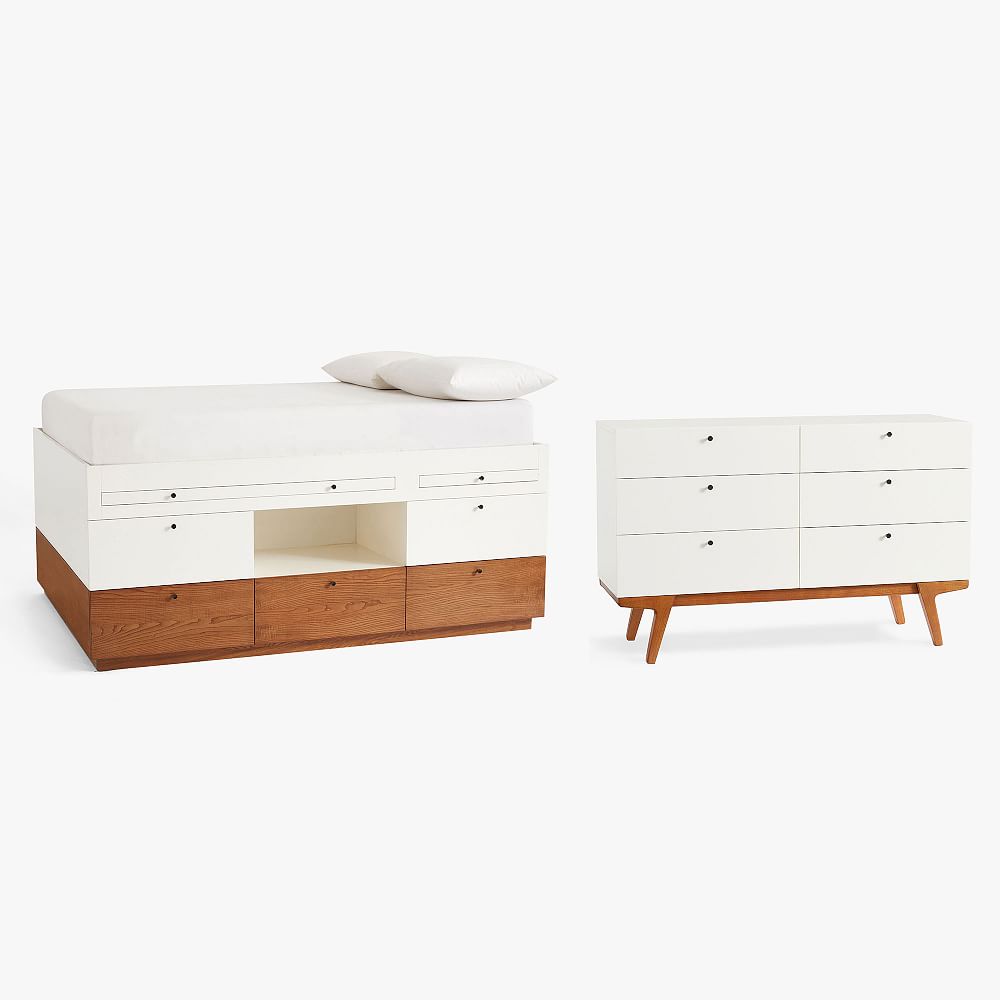 west elm x pbt Modern Captain's Bed &amp; 6-Drawer Dresser Set