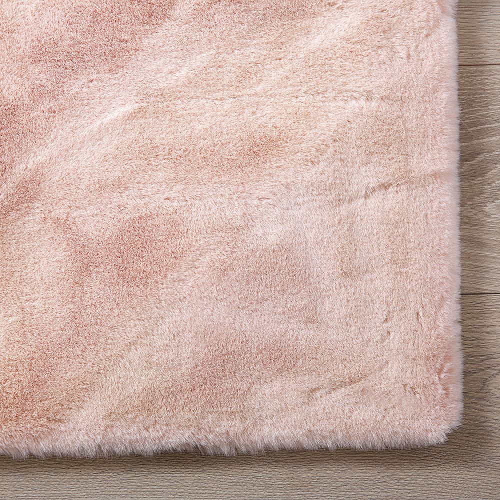 Open Box:   Washable Faux-Bunny Fur Rug - Blush
