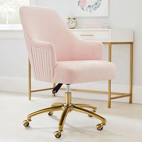 Performance Everyday Velvet Pleated Swivel Desk Chair