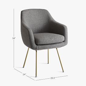 Tweed Baylor Stationary Desk Chair - Charcoal