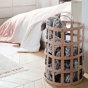 Woven Recycled Leather Storage Bins
