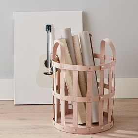 Woven Recycled Leather Storage Bins