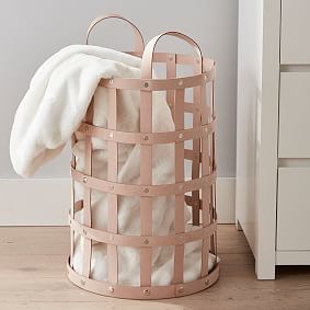 Woven Recycled Leather Storage Bins