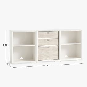 Callum Triple Mixed Shelf Low Bookcase (75&quot;)