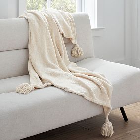 Chenille Chunky Tassel Bed Blanket