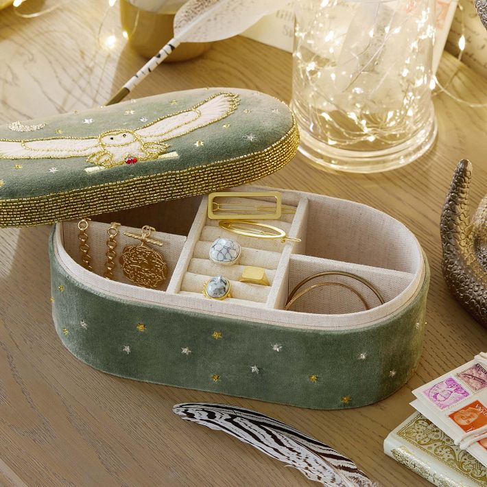 Harry Potter™ Hedwig™ Beaded Velvet Jewelry Box | Pottery