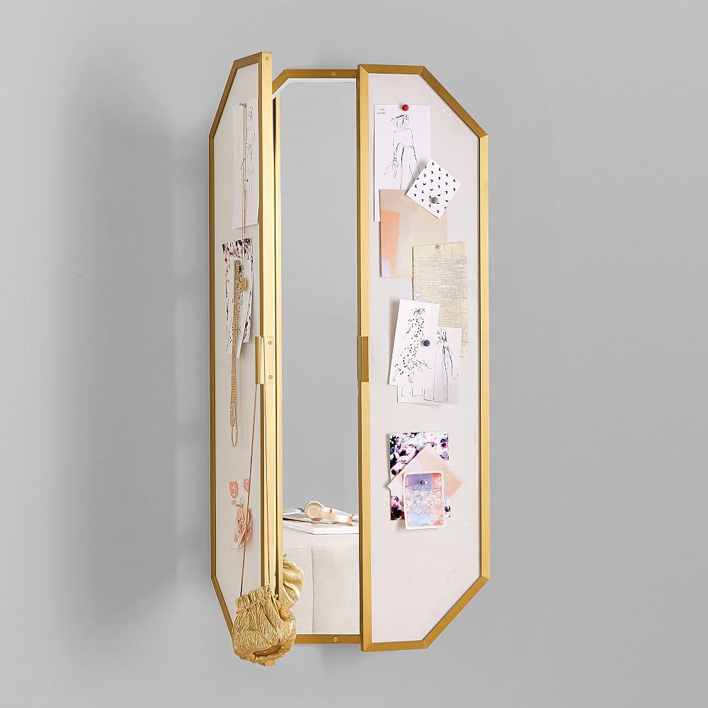 Monique Lhuillier Full Length Trifold Mirror with Pinboard