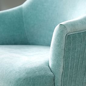 Distressed Velvet Pleated Swivel Desk Chair - Aqua